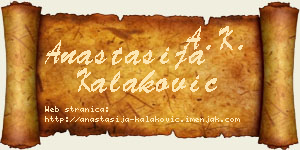 Anastasija Kalaković vizit kartica